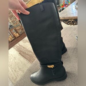 Donna Karan Black Over the Knee Boots Sleek Design